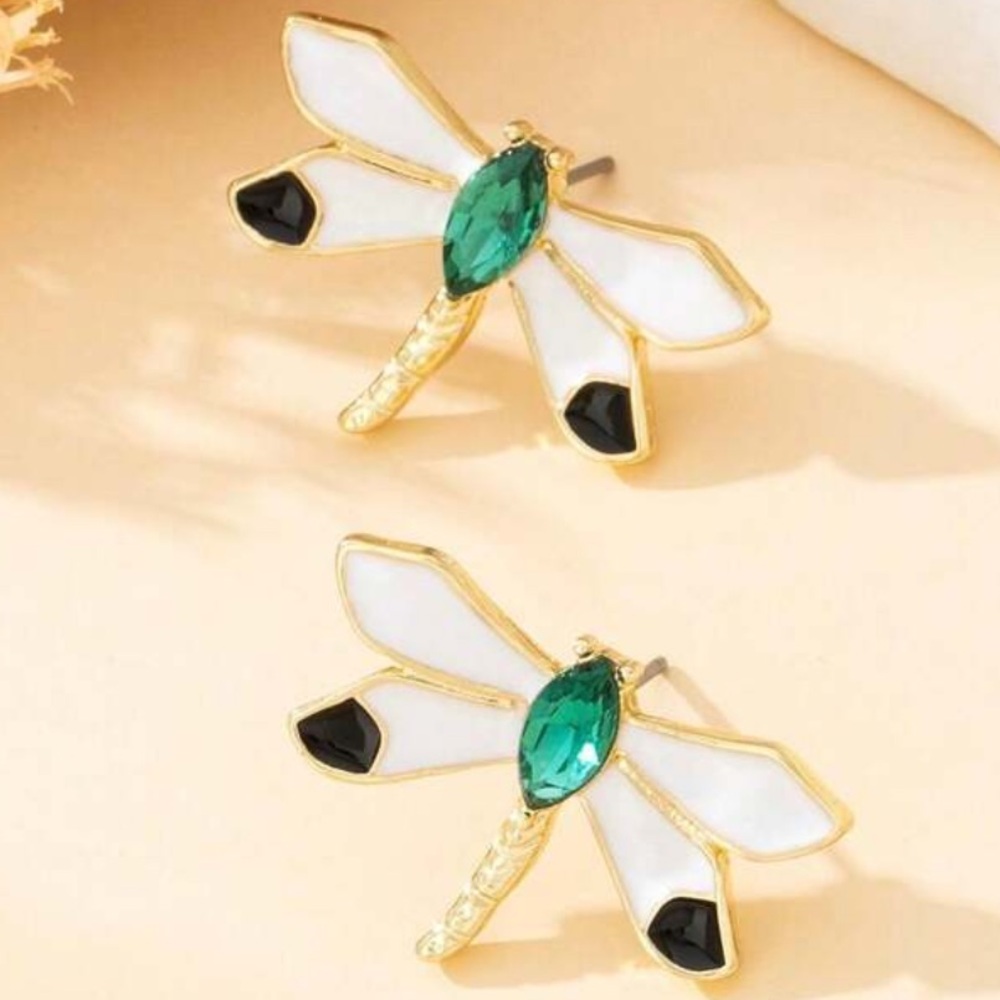 Gemstone Dragonfly Earrings